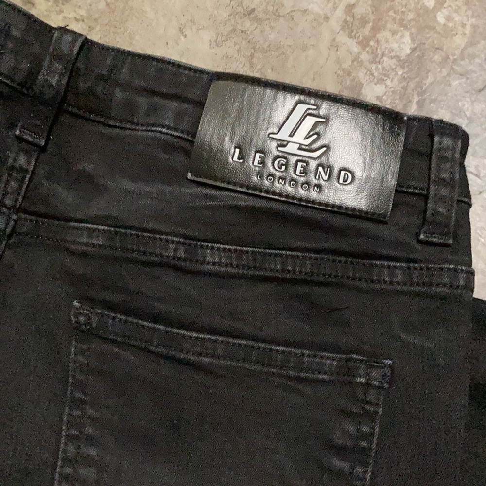 Legend London - Men's spray on ripped black jeans - Picture 3 of 7